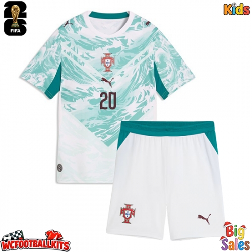 Portugal Joao Cancelo #20 Replica Away Stadium Kit for Kids World Cup 2026 Short Sleeve (+ pants)